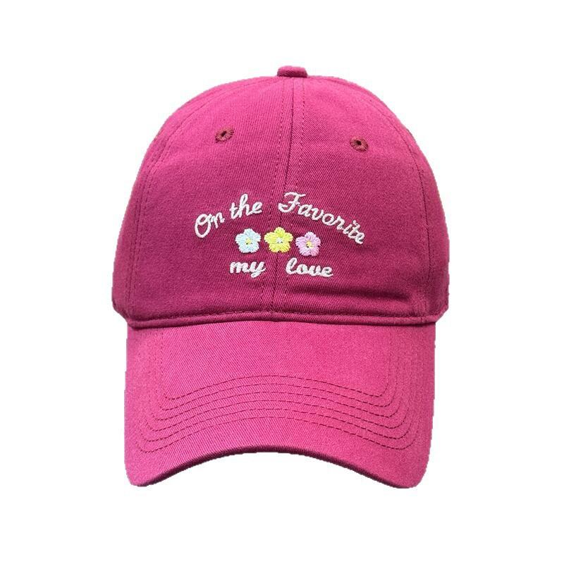 Spring And Summer Cartoon Flower Embroidery Cap Sunscreen Sunshade Soft Top Cute Face Small Baseball Cap Female