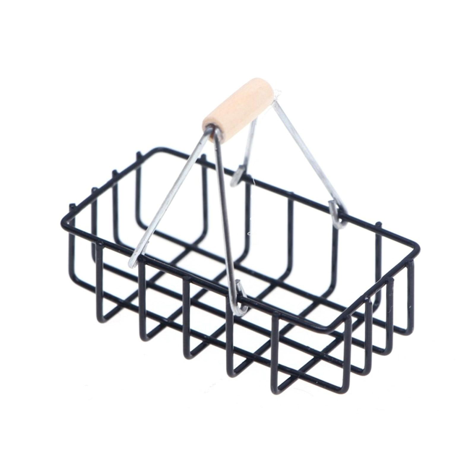 

Миниатюрная корзина для хранения Аксессуар для кукольного домика Идеально подходит для создания реалистичных сцен в кукольном домике с тонкой работой чёрный