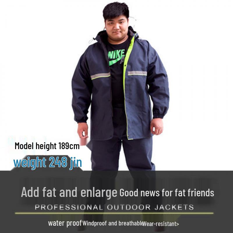 Męski bardzo duży plus size kombinezon przeciwdeszczowy i spodnie, typ dzielony, odporny na ulewny deszcz dla motocykli
