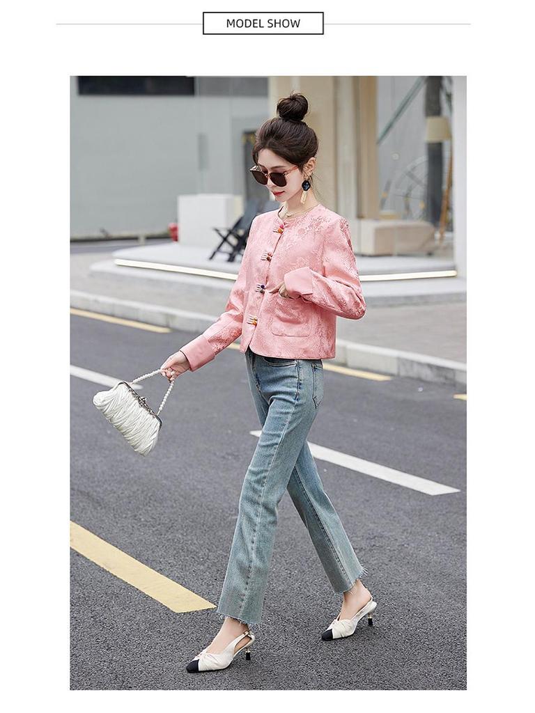 Women's Retro Jacquard Jacket - Short, Age-Reducing, National Style, Spring/Autumn 2025 (B2809)