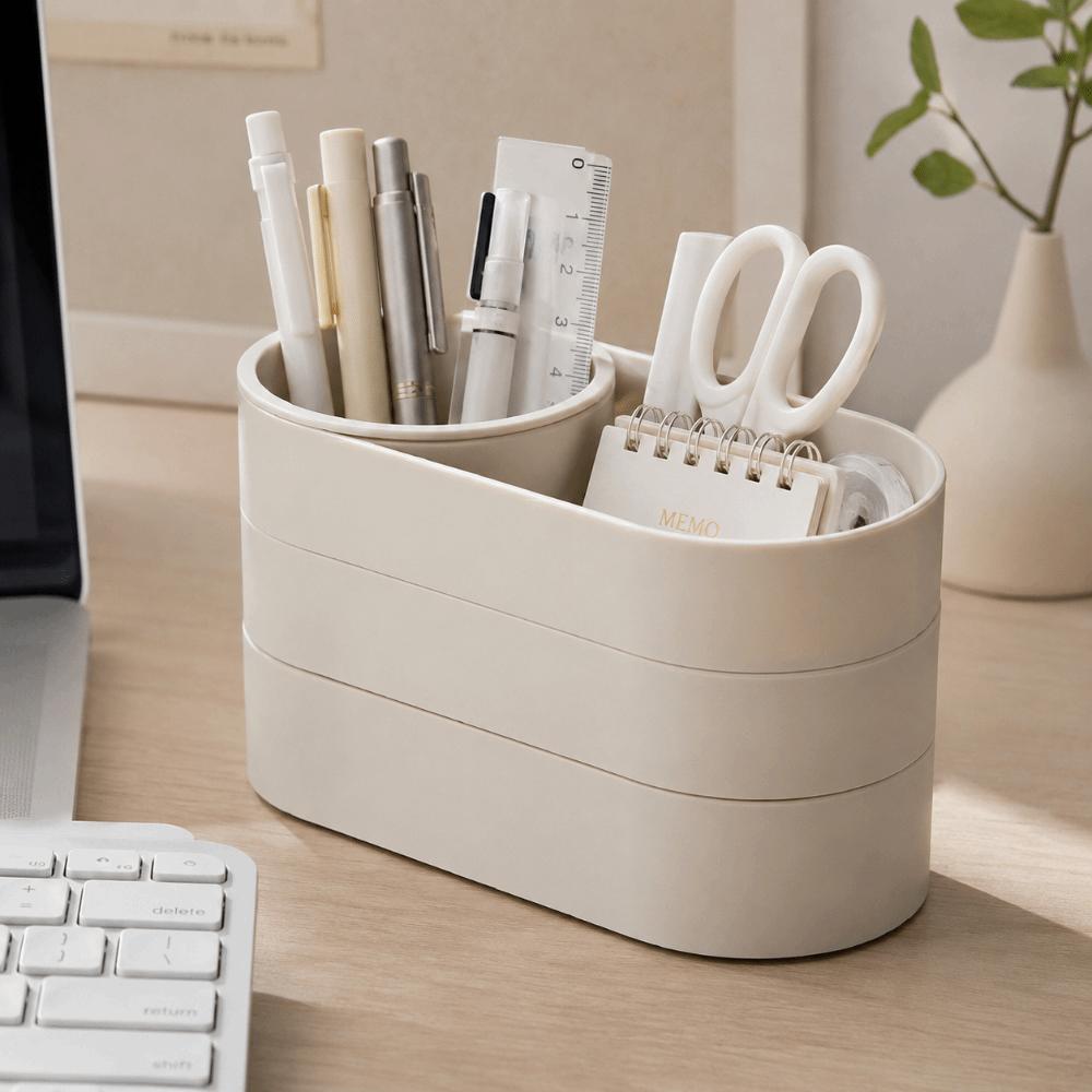360° Rotating Makeup Brush Storage Bucket Large Capacity Jewelry Storage Box Student Desktop