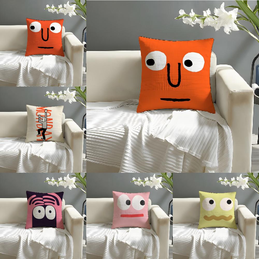 Pillow Case Cotton Linen Fabric Square Zipper Pillowcase Home Decorative Living Room Aesthetic Art Artist J-Jean Jullien 3