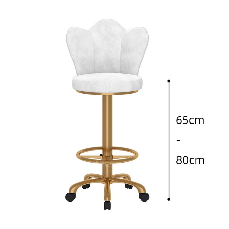 Adjustable Height Swivel Bar Stool with Backrest-Luxury Counter Stool for Reception Rolling High Footrest with PU Leather Seat
