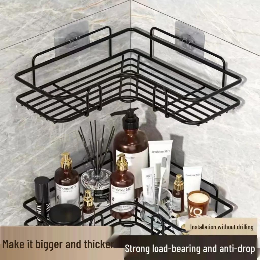 Punch-Free Wall-Mounted Bathroom and Kitchen Storage Shelf