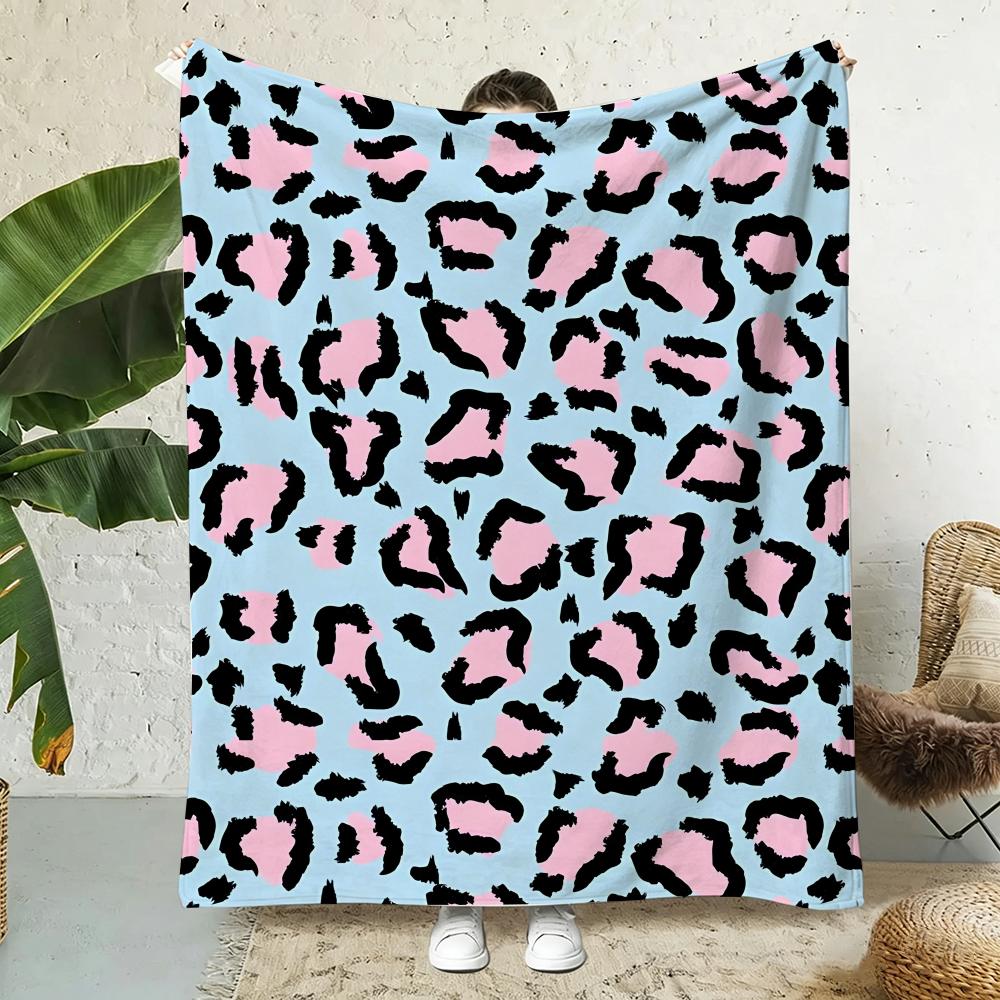 Leopard Print Throw Lightweight 240g Flannel Blanket Soft Skin-friendly for Summer Cooling
