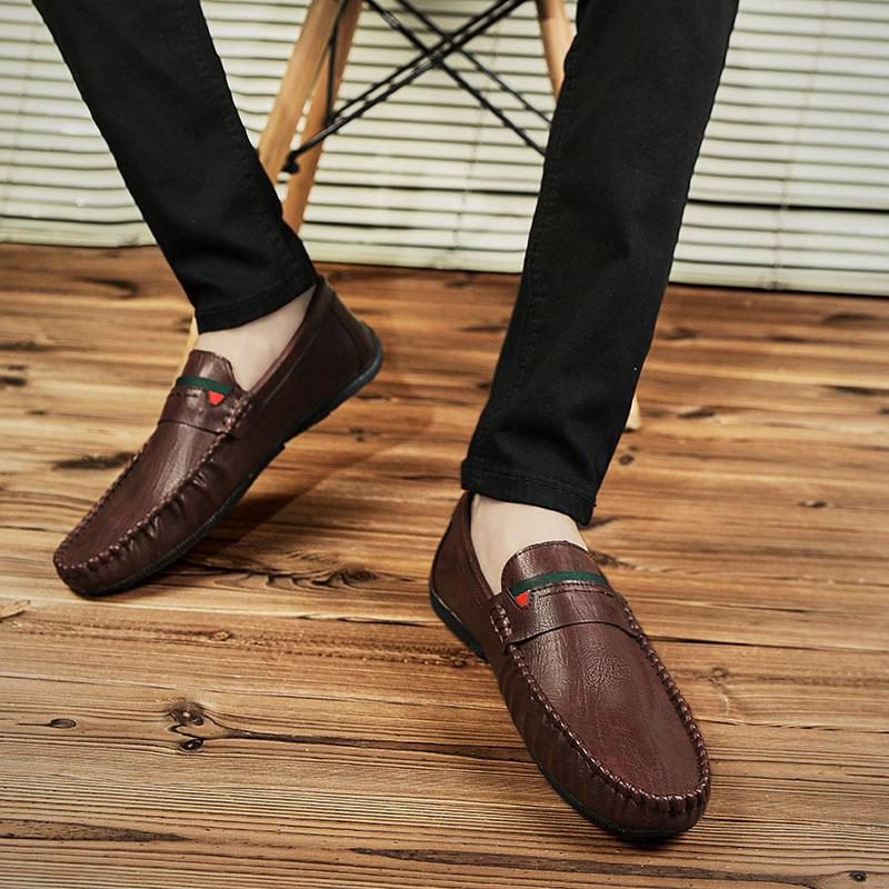 

Весенние и летние дышащие новые маленькие кожаные туфли с одной ногой мокасины Jinjiang Doudou туфли с низким верхом водительские туфли могут быть 44 коричневый