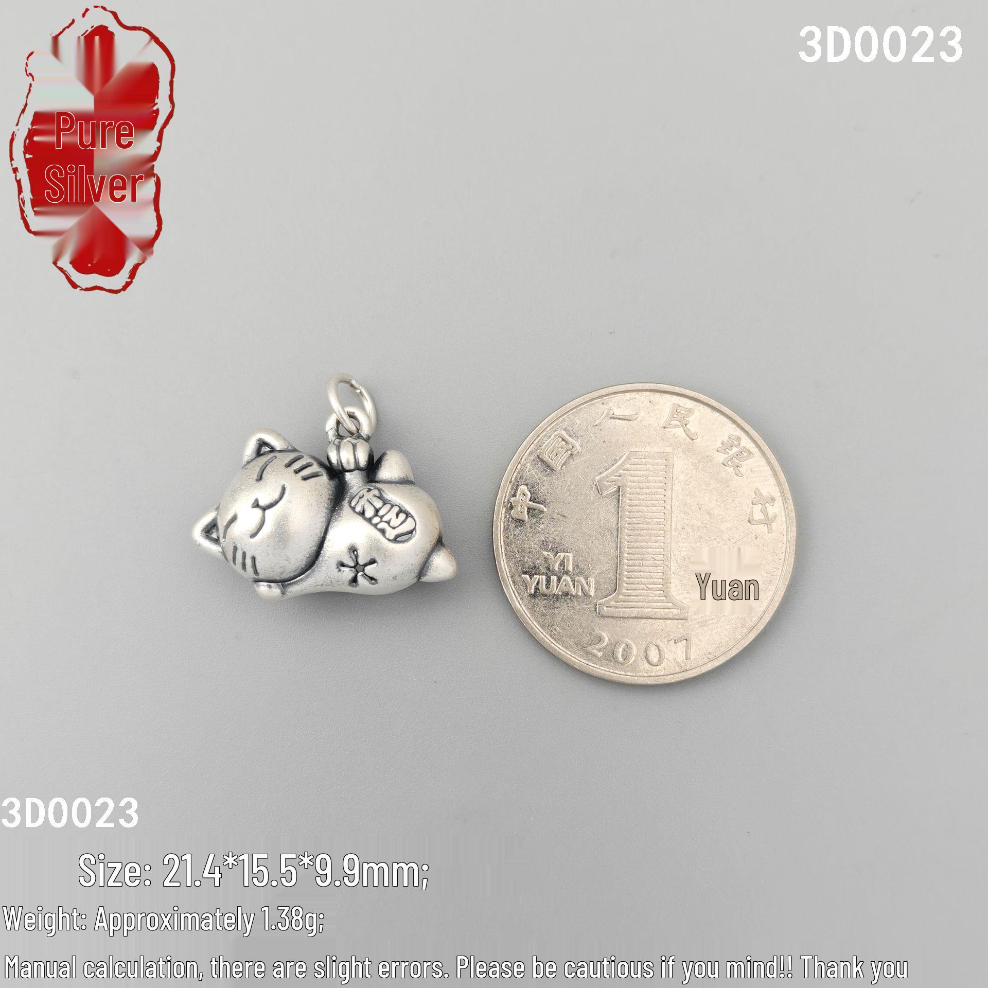 S999 Sterling Silver Lucky Cat Charms - DIY Beads & Ornaments