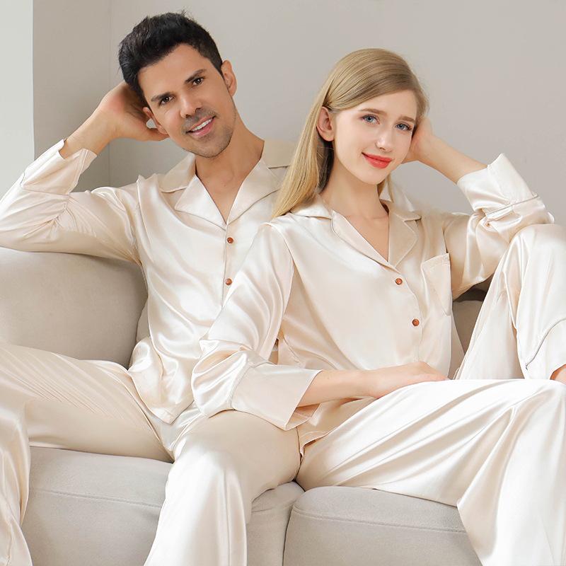 High-End Autumn/Winter Couple's Pajama Set - Men's Plus Size & Women's Long Sleeve with Pants