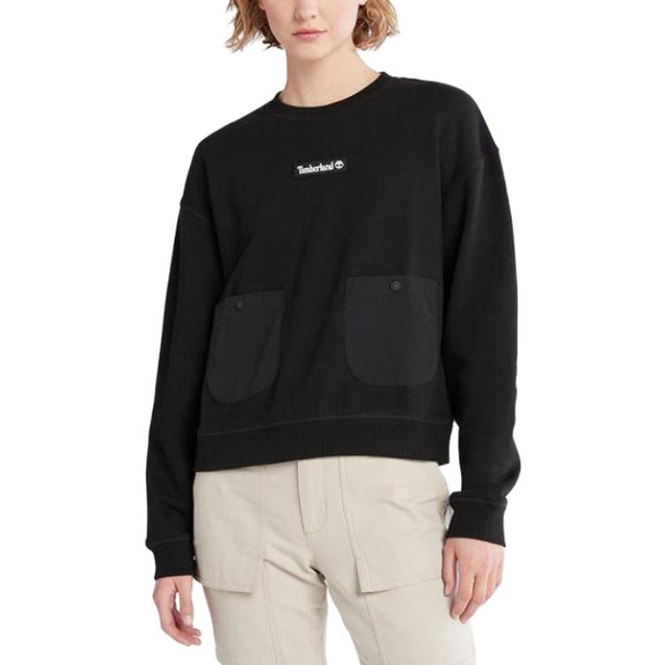 Timberland Logo Print Crew Neck Sweatshirt Women sweatshirt Black A5X2W-001