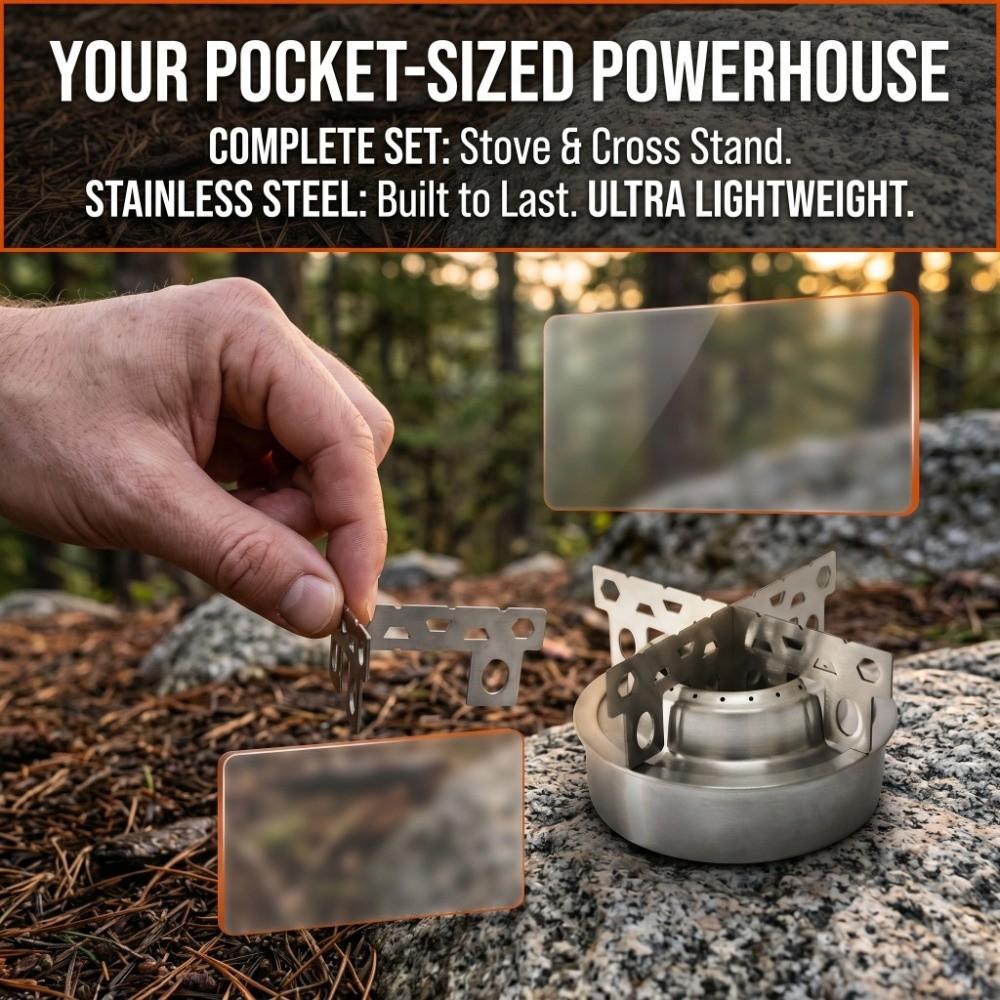 Ultralight Alcohol Stove With Support Stand Camping Stove Durable Spirit Burner Stove  Hiking