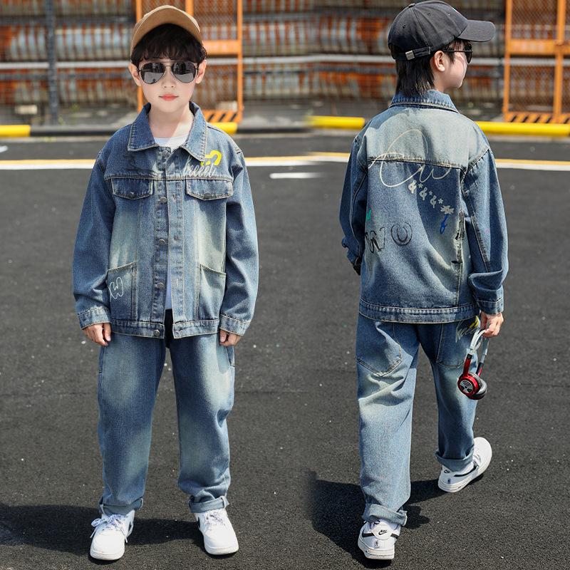 Stilvolles 2025 Jungen-Denim-Zweiteiler-Set für Frühling und Herbst