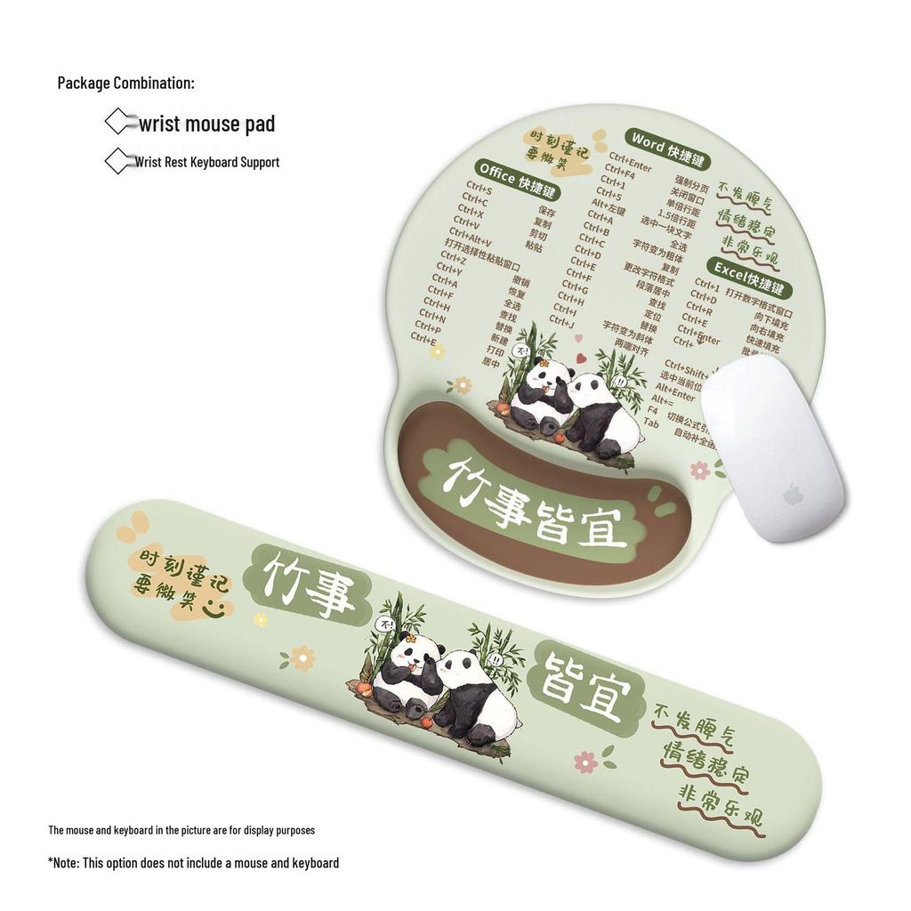 Cute Bamboo Mouse & Keyboard Wrist Rest: Anti-slip, Tendon Support, Home/Office Use