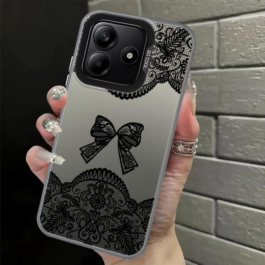 

Cute Black Lace Back Phone Cover Case for Xiaomi Redmi 12C 10C K60 A1 A2 Plus 9T 9C A5 13C 14C Note 9 10 Redmi 12 4G