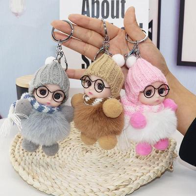 Cute Big-eyed Doll Key Chain Bag Pendant Key Buckle Ornaments Car Key Rings Car Accessories