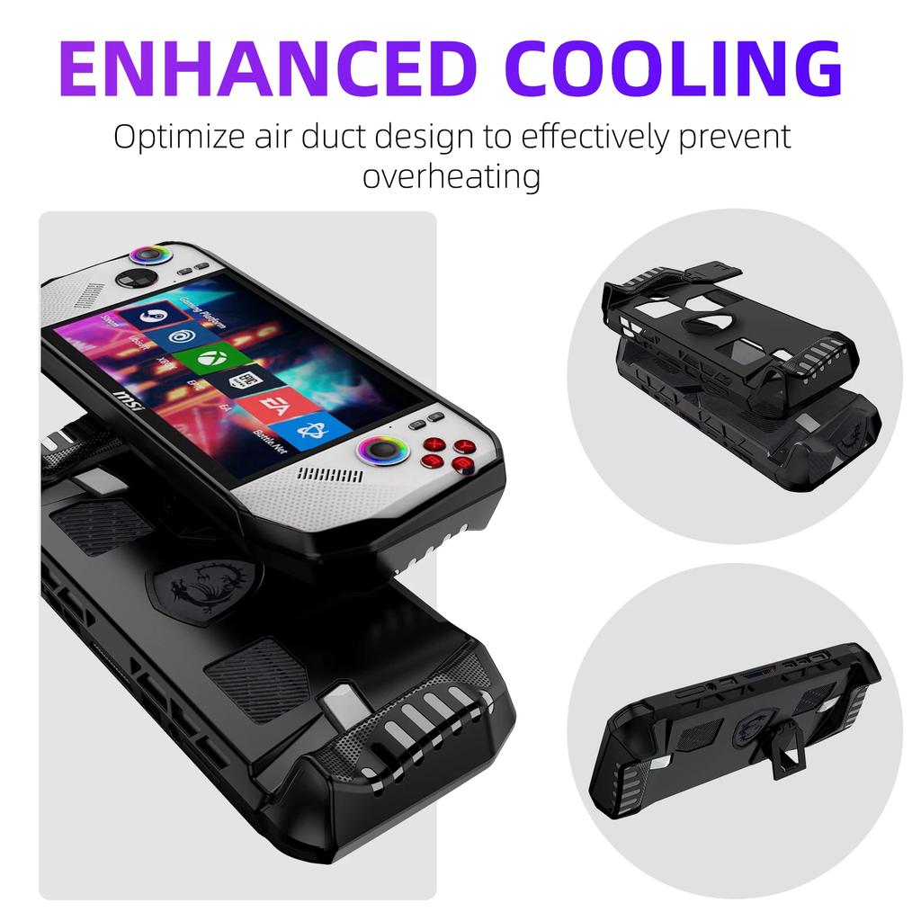 Custodia per Console di Gioco MSI Claw A8 BZ2EM con Cavalletto, Impugnature Antiscivolo per Host di Gioco Portatile in TPU, Cover Protettiva Morbida
