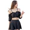 Badedrakt Varm kilde Søt Badetøy Damebadedrakt, Bikini, Off-the-shoulder, Bustier-stil, 3-delt sett, 2-veis, Snøretankini, Høy midje,