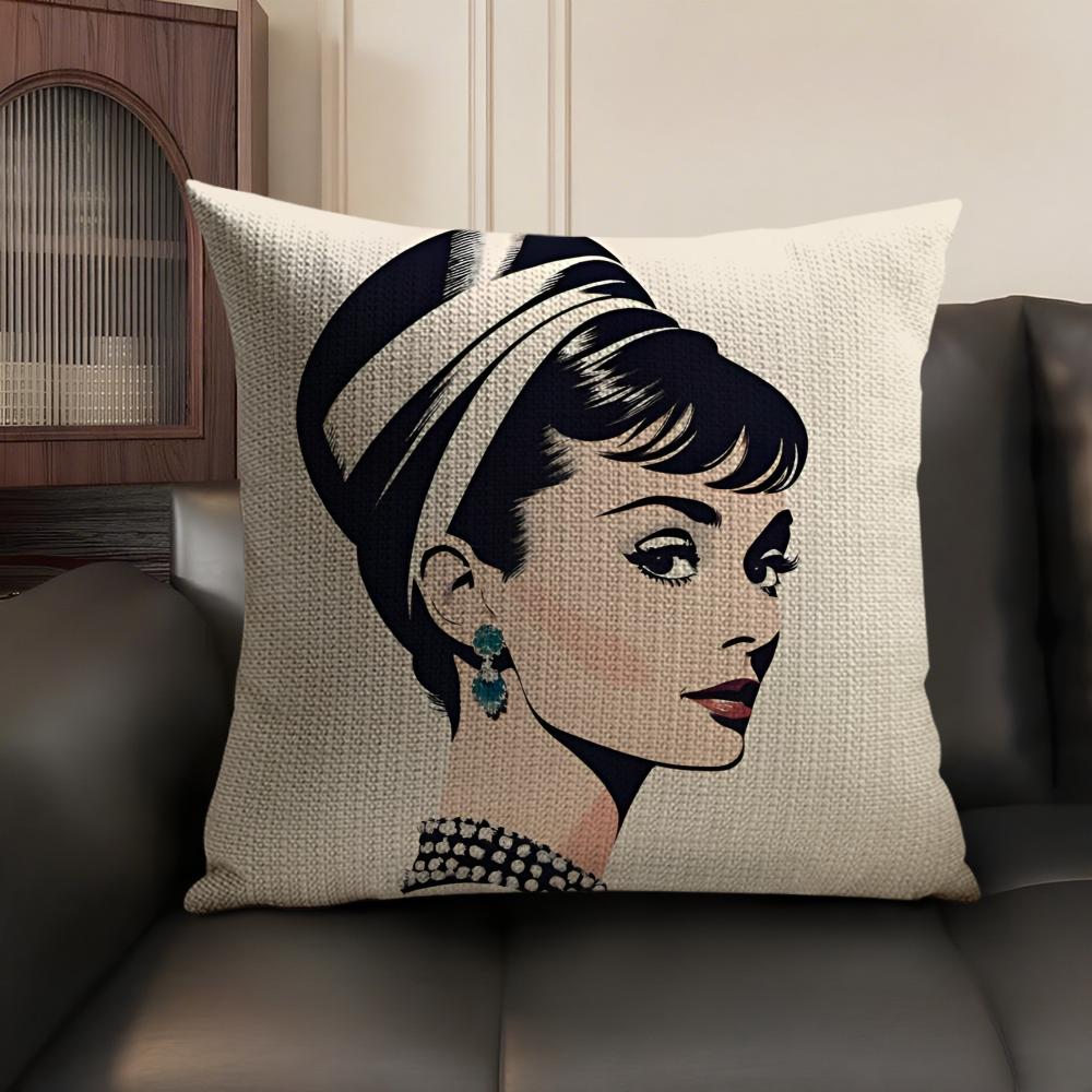 Hot Iegendary Actress A-Audrey Hepburn Pillow Case Double-Sided Printing Short Plush Sofa Cushion Cover Bedroom Bedside Pillow