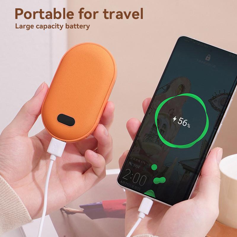 10000mAh Portable 2 in 1 Hand Warmer Power Bank Winter Double Sided Fast Heating Digital Display Warm Hands Treasure