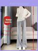 Womens Thick Blend Flared Pants With High Waist For Casual Winter Wear