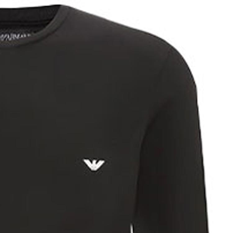 Emporio Armani Solid Color Crew Neck Pullover Long Sleeve T-Shirt Men tops Black 111023-CC729-00020