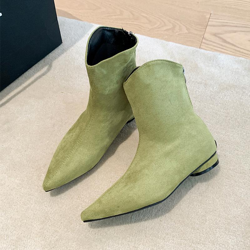 Fashion Pointed Toe Women Ankle Boots Suede Fashion Heeled Shoes Sexy Luxury Winter Short Plush 2025 Designer Dress Boots Para Mujer