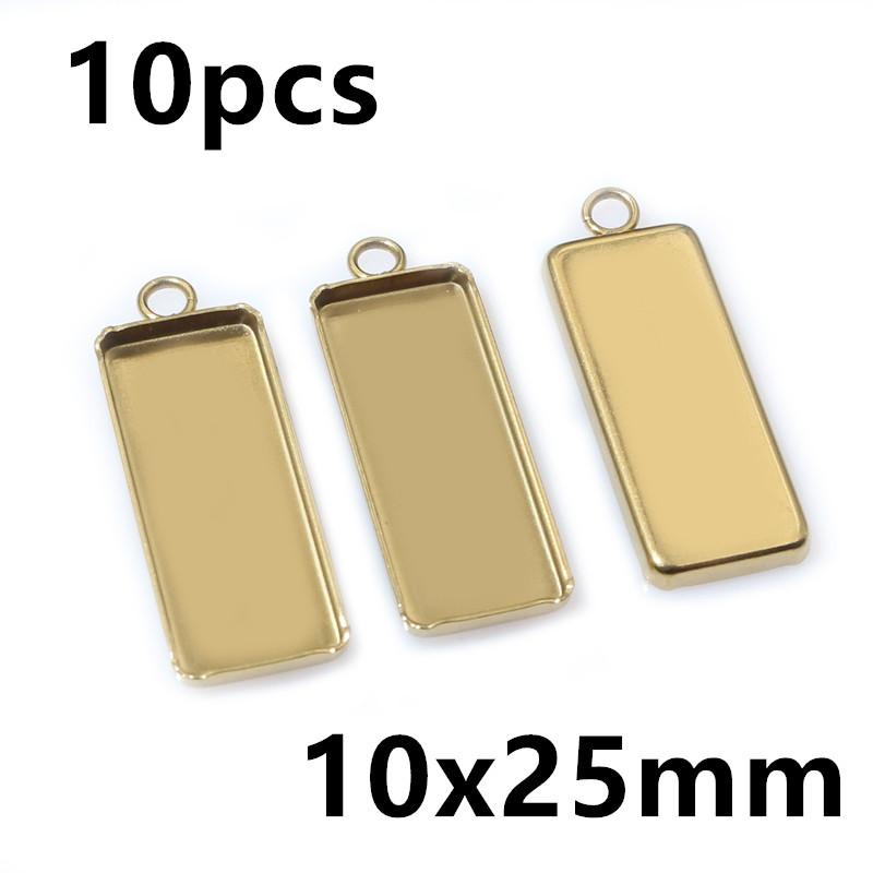 5-10pcs Rectangle Pendant Cabochon Base Blank Setting Tray Stainless Steel DIY Jewelry Making Accessories for Necklace Earrings