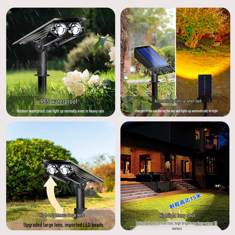 High Brightness Waterproof LED Solar Spotlights for Outdoor Lawn and Courtyard Lighting