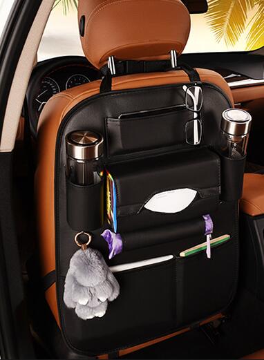 Nouveau Sac Organisateur de Rangement au Dos de Siège Auto Universel Cuir PU Boîte de Rangement Multifonction Poche de Rangement Auto Style noir