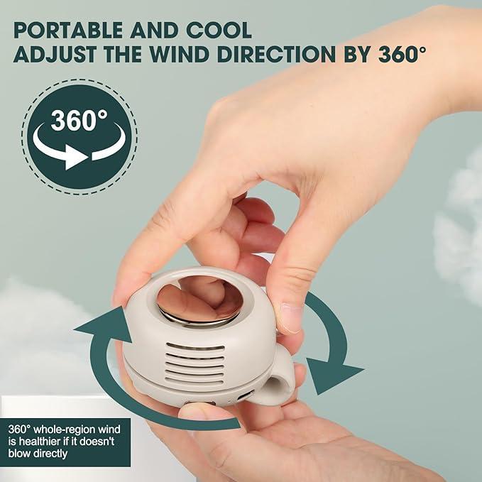 Portable Silent Mini Bladeless Clip-on Fan, 2026 New, 3-Speed Adjustable, Clips to Shirt & Waist, for Outdoor/Travel/Office – Travel Accessory Gift