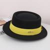 Autumn and Winter French Flat-brimmed Woolen Flat-top Top Top Hat Female British Show Small Face Simple Temperament Elegant Celebrity Style Jazz Hat