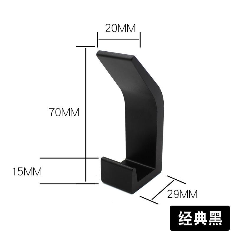 Invisible No Drilling Required Row Hooks Nail-Free Adhesive Wall-Mounted Hooks Black Double Row Clothes Hooks 5pcs