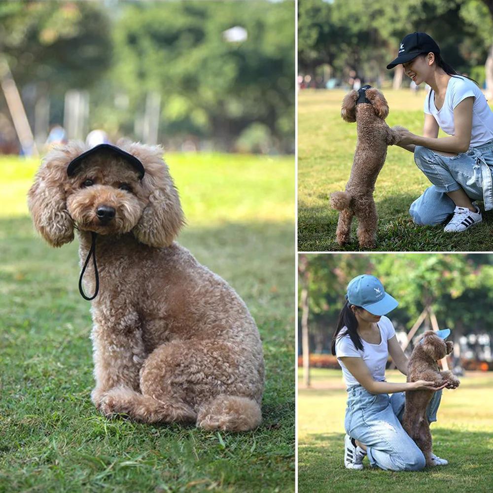 Kjæledyr Baseball Caps Søt Hund Solhatter Valp Slitasjebestandig Peaked Cap Sommer Utendørs Solbestandig Universal Solid Oxford Caps