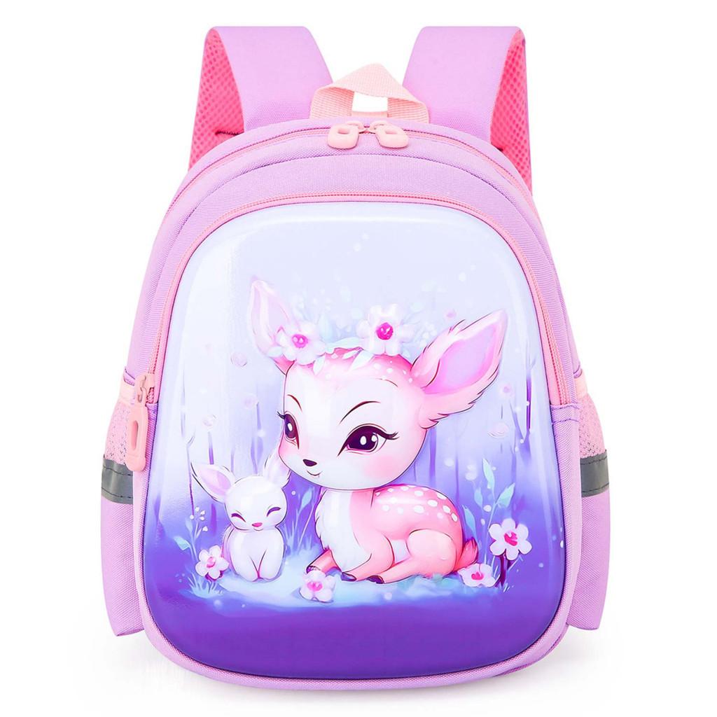Cute Mermaid Nylon Backpack For Kids Ideal For Pre-school Boys And Girls Eggshell Design Deer