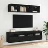 Wall Mounted TV Cabinet with LED Lighting Black Oak Effect 80 x 30 x 40 cm