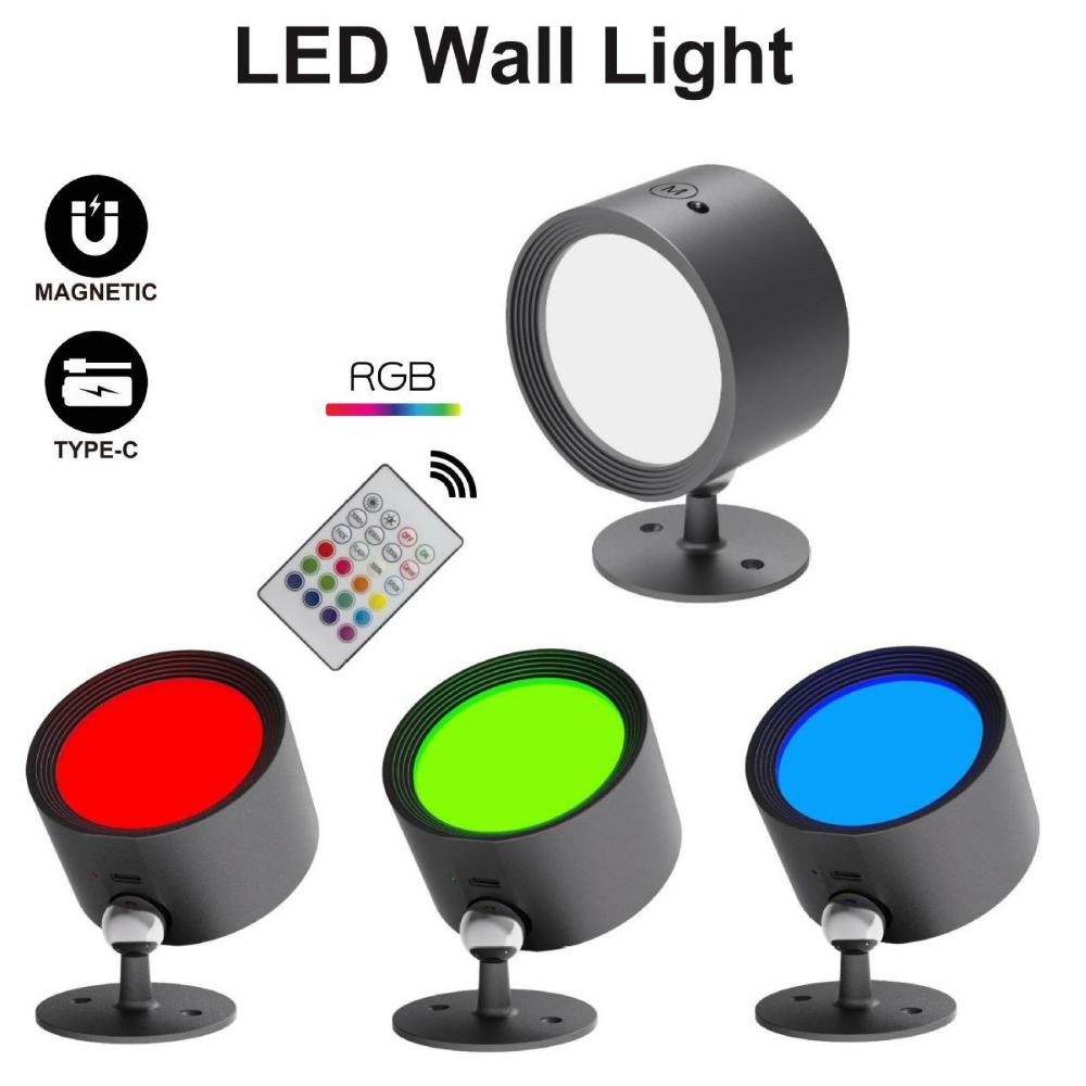 2pcs Wall Light 360° Rotatable LED Magnetic Under Cabinet Lights Illumination Touch Control Remote Usb Charging Dimmable Lamp