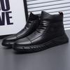 Boots Spring and Autumn Leather Breathable High-top Casual Leather Shoes Men's Business British Style Leather Boots