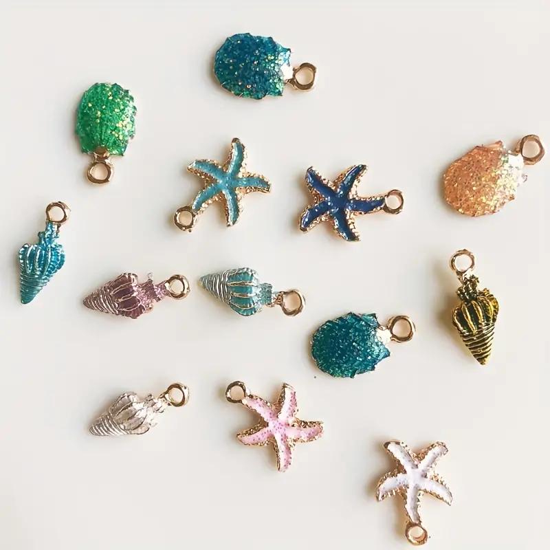 30/50pcs Of Random Dripping Oil Pearlescent Conch Shell Starfish Diy Jewelry Accessories Bracelet Earrings Pendant Alloy