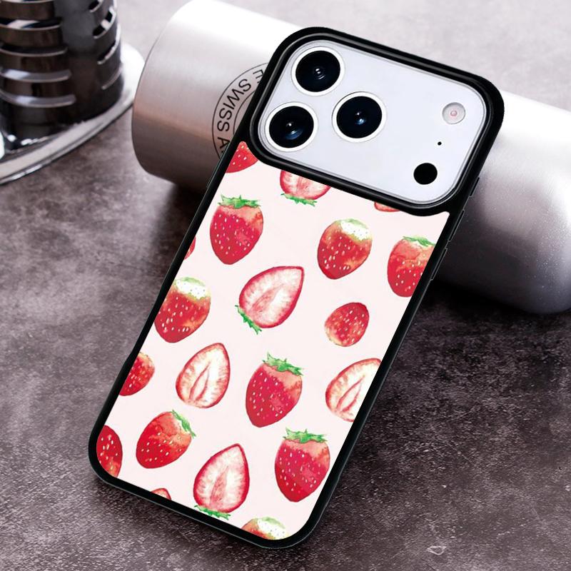 Rosa Kirschen Kirsch Erdbeer Handyhülle für iPhone 17 16 15 Pro Max Air 14 13 12 11 Plus Stoßfeste Capa Abdeckung