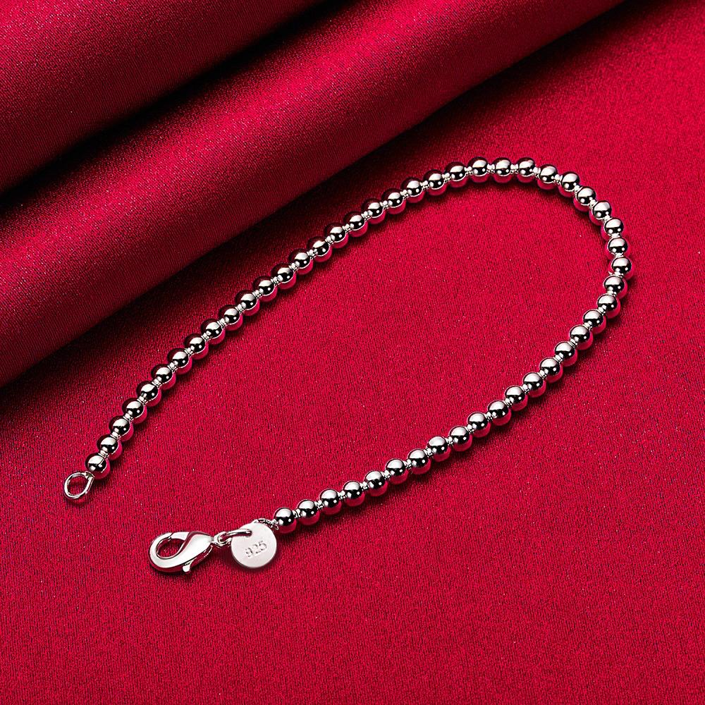 Copper 8 Inches 4mm Round Ball Smooth Beads Bracelet For Women Engagement Gift Jewelry Wedding Fashion Party