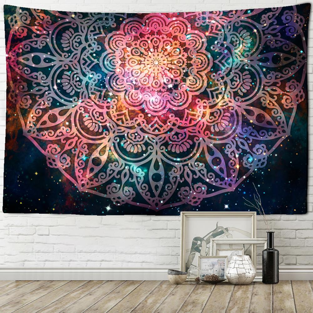 Colorful Starry Sky Mandala Tapestry Wall Hanging Bohemian Style Psychedelic Witchcraft Art Home Decor