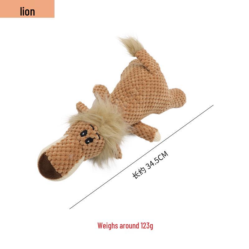 

Плюшевая игрушка для собаки Слон и Лев из кукурузного вельвета со звуками и для чистки зубов