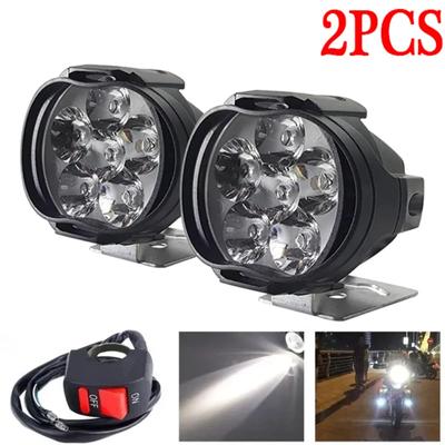 6 LED Motorcycle Headlight with Switch High Brightness Waterproof Modified Light Bulbs Scooters VehiclesAuxiliary Spotlights