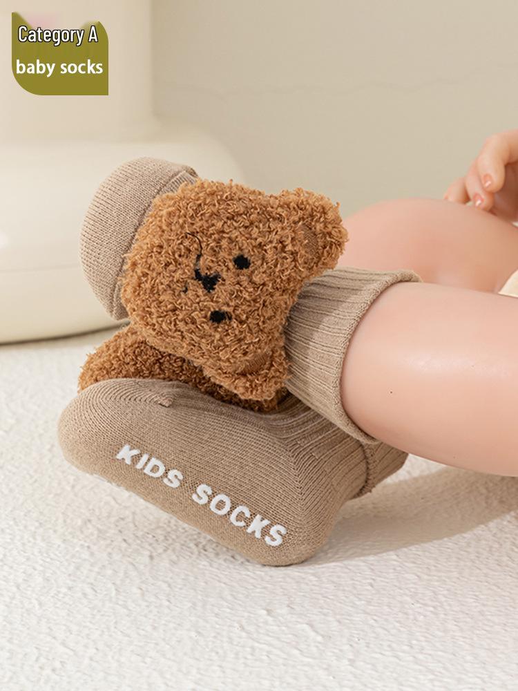 Newborn Cartoon Mid-Calf Non-Slip Cotton Socks for Boys and Girls - Spring/Autumn