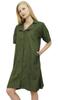 Bimba Women's Nightwear Beige Shirt Short Sleeve Dress With Pockets