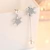 Unbalanced Aaa Grade Snowflake Shell Pearl Snow White Silver Needle Earring