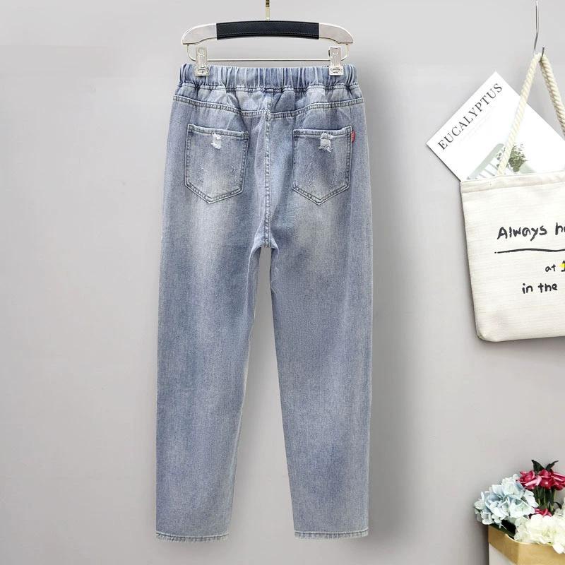 Jeans Extra Grandes para Mujer, Pantalones Haren Casuales Elásticos de Cintura Alta, Pantalones para Gorditas MM Plus