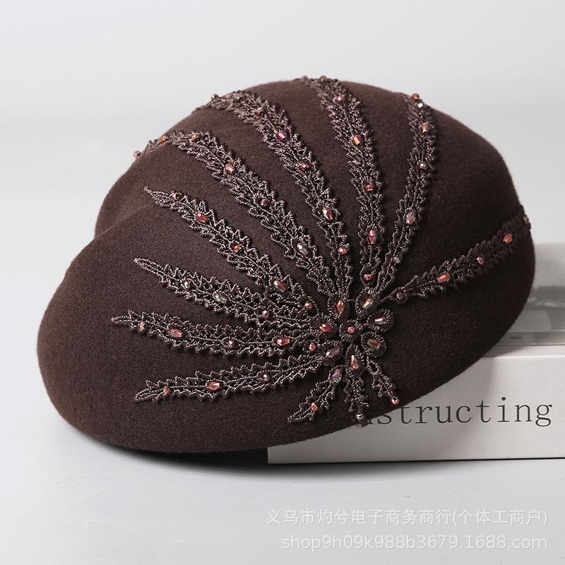 New Personality, High Sense of Temperament, Elegant European Merino Wool Mother Hat, Women's Simple Painter Beret