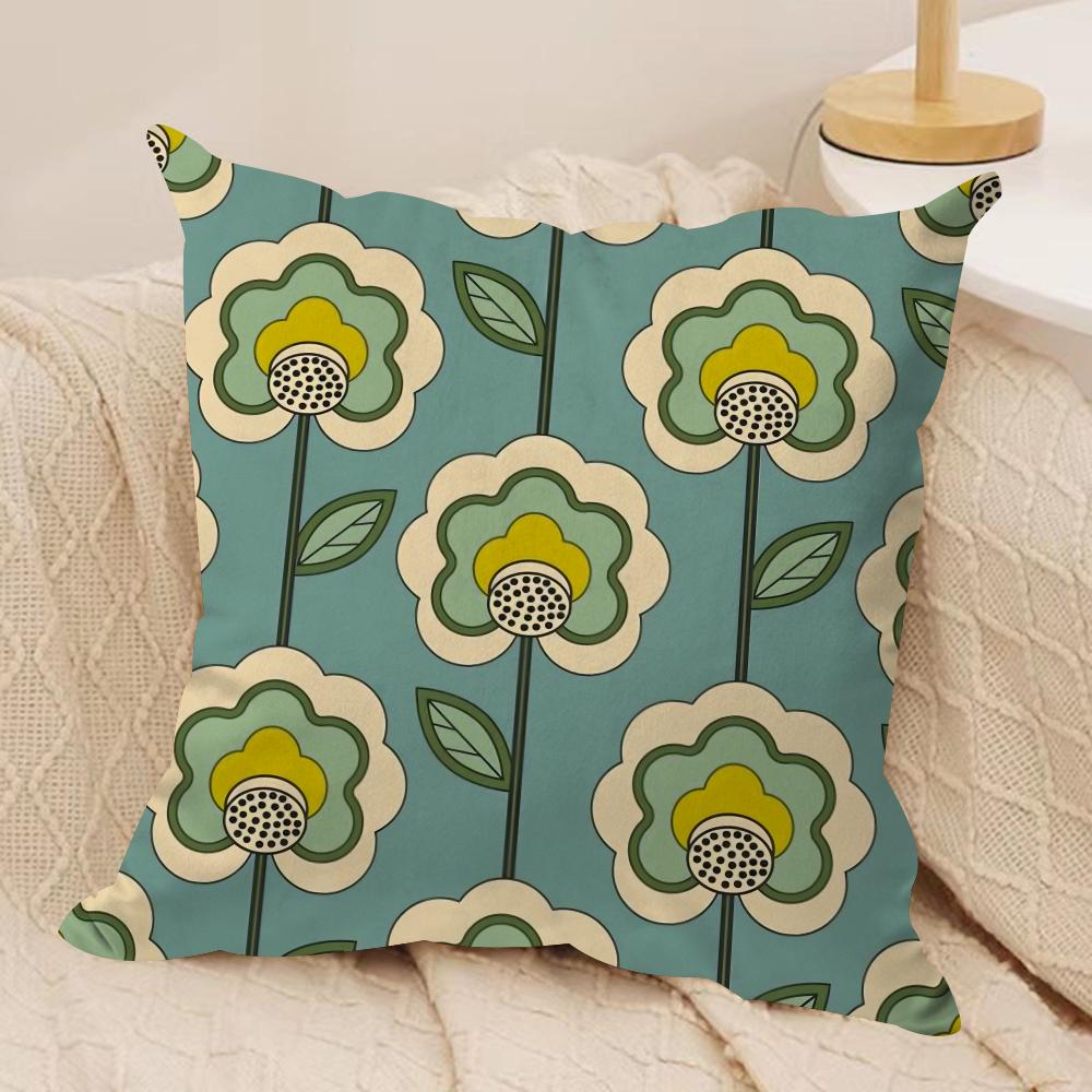OOrla Kiely Flower Cushion Cover Silky Short Plush DoubleSided Printed Pillow Case for Sofa All Seasons Home Decor Gift