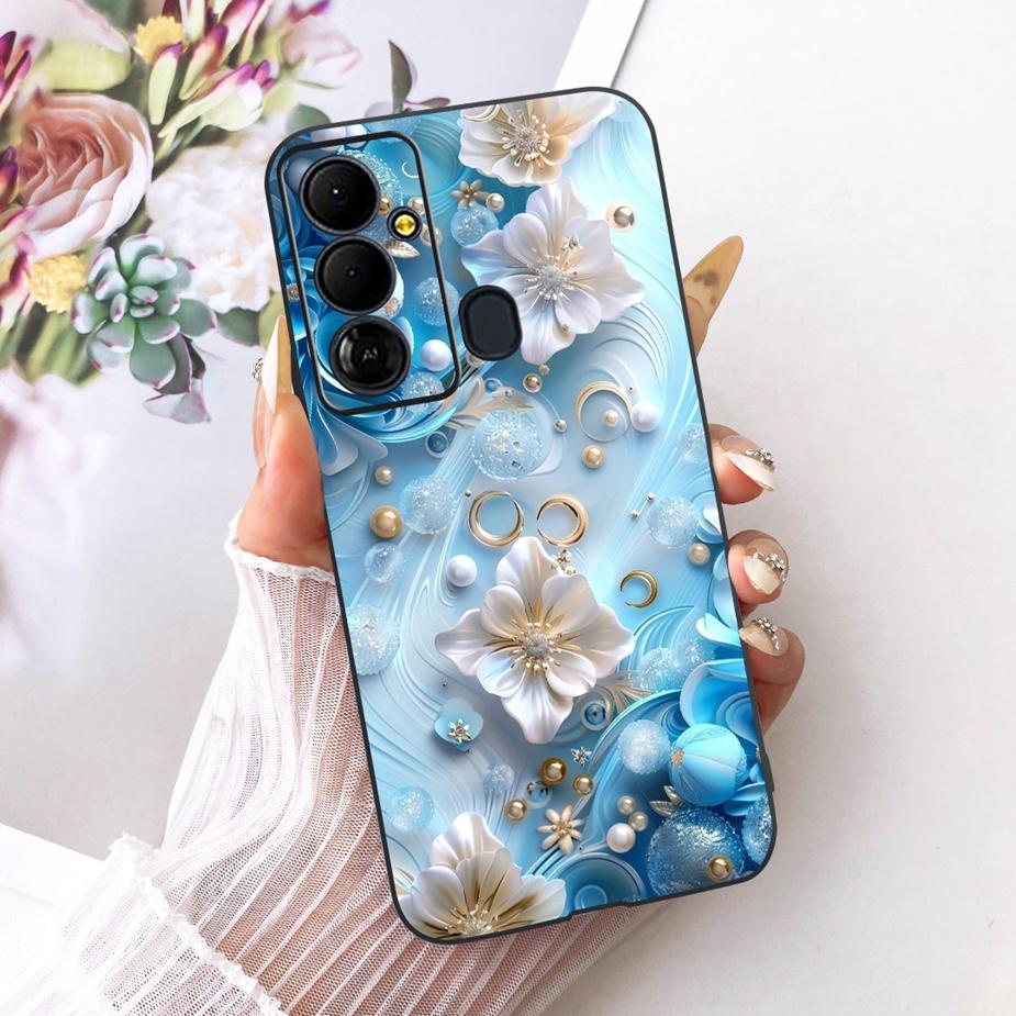 For Tecno Pop 6 GO Case BE6j Cute Bow Flowers Painted Cover Soft TPU Phone Case For Tecno Pop 6 Pro BE8 Pop6 GO Back Cover Coque