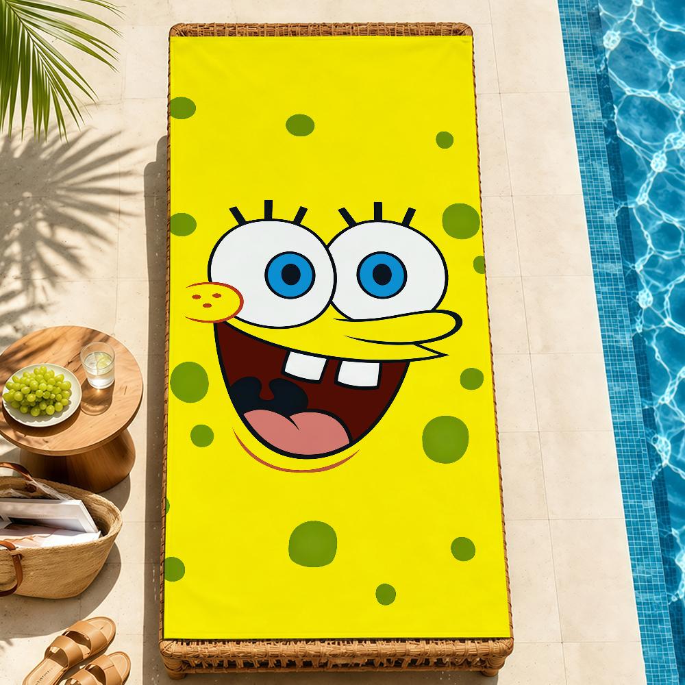 Beach Towels cute b-b-BobS-s Soft fun Quick Dry Pool cartoon s-S-S-SpongeS-eS bathing Towel Travel Gym Spa Camp sport face Gift